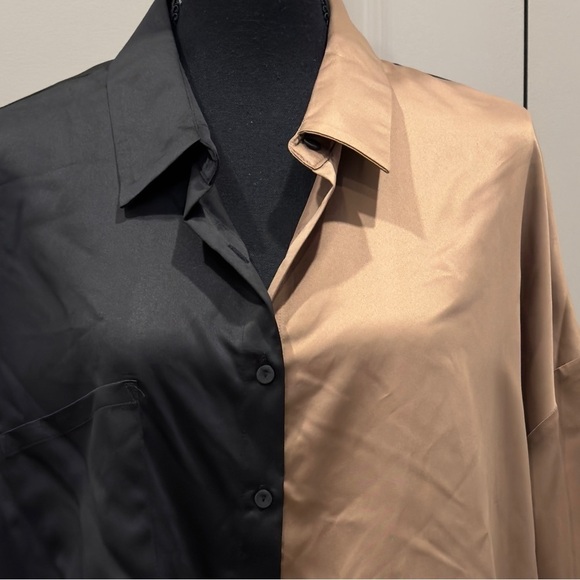 DR2 Daniel Rainn NWT Colorblock Long Sleeve Button Up Shirt 1X Satiny - Picture 4 of 8